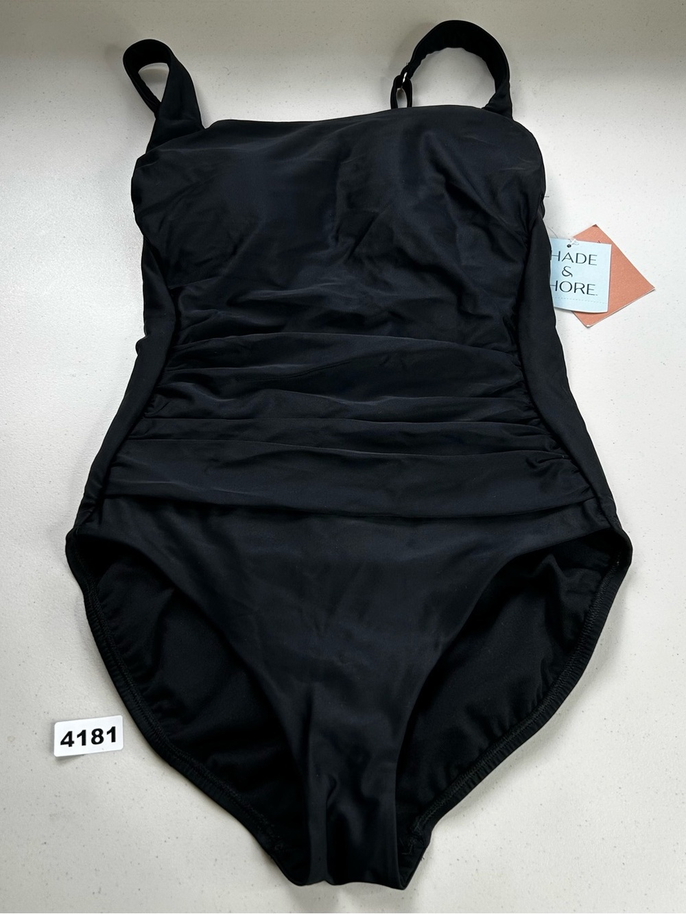 Shade & Shore One Piece Swimsuit Black Size 10 Full Coverage Lined Wide Strap